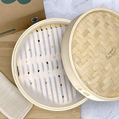 Air Fryer Parchment Paper For Baking Bamboo Steamer Liners 7 Inch 200Pcs White Square Perforated Parchment Paper Non-Stick Steamer Mat For Baking/Steaming/Cooking With Silicone Paper #TOP4