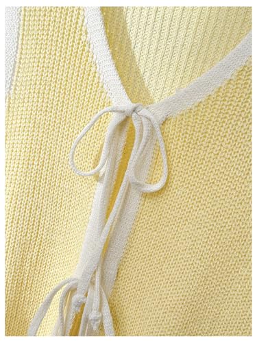 SHENHE Women's Plus Size Tie Front Sweater Vest Color Block V Neck Sleeveless Knit Cardigan Vests4