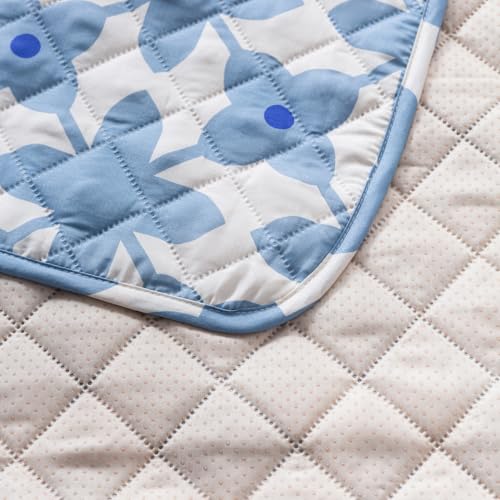 Image of House of Quirk 'Mughal Series' Printed Quilted Sofa Cover for 1 /2 /3 /4 Seater - Anti-Slip, Washable Couch Protector Slipcover (Three Seater, Indigo Motif, 80x180 cm)