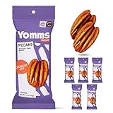 Yomms Crunchy Joy Glazed Whole Pecan Halves, 7.8 oz (6 Pack), Gluten-Free & Non-GMO Healthy Dessert Snacks – Low Sugar Classic Candied Nut Pouches – Roasted Snacking Pecans – 1.3oz Individual Bags
