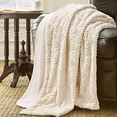 Mocaletto 2 Layers Soft Warm Throw Blanket,Luxury Thick Fuzzy Blankets for Décor, Cozy Washable Throw for Couch Bed Chair Sofa(White, Twin (50" x 58")) Cover