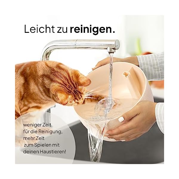 Pretty Paw© Katzenbrunnen [NEUEINFÜHRUNG] Super leiser, BPA-freier 2.5L Trinkbrunnen für Katze mit LED und Aktivkohlefilter I Leicht zu reinigender Katzen Trinkbrunnen I KatzenOase Pro – Bild 7