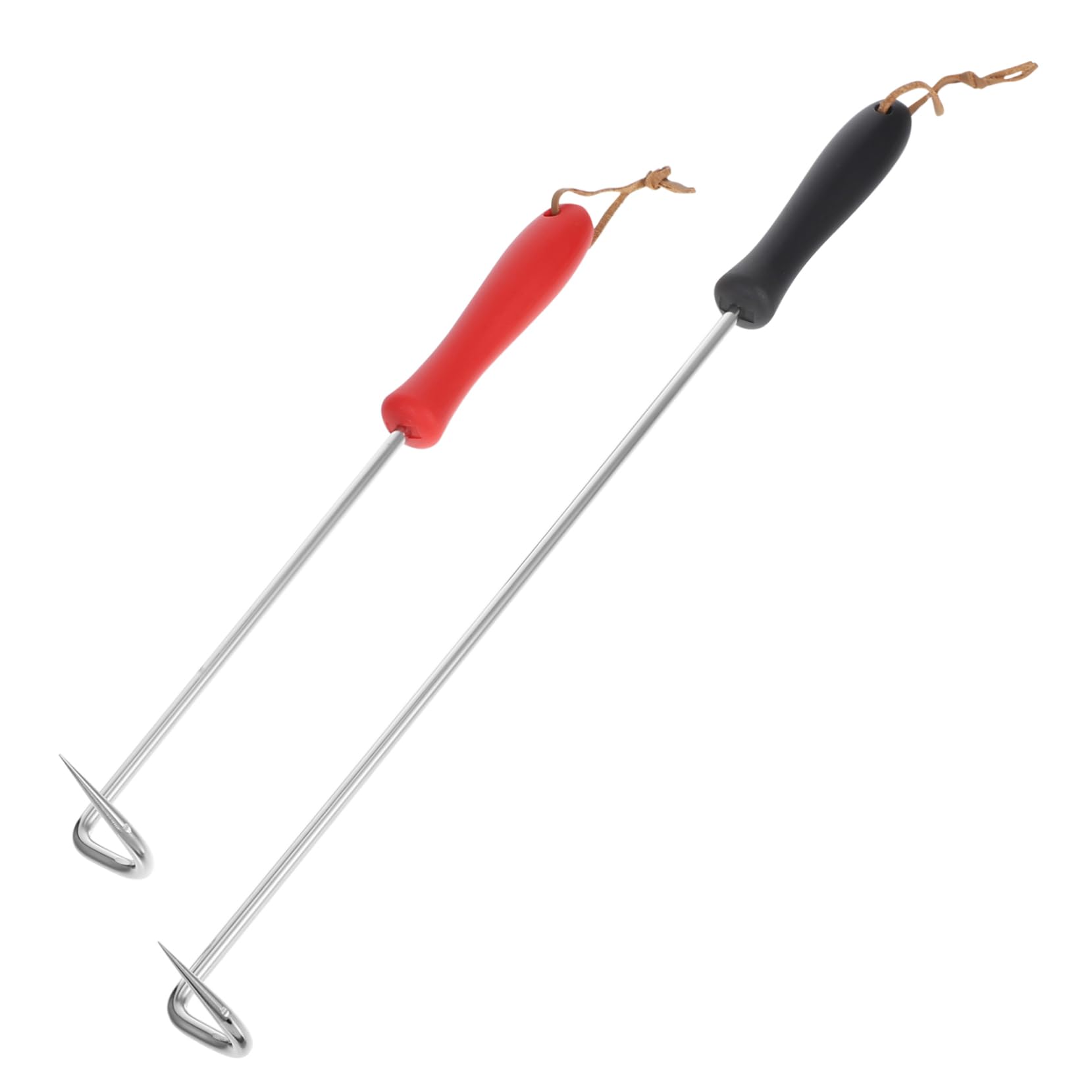 CIMAXIC 2pcs Stainless Steel Meat Flipper Hooks with Plastic Handle Durable Bbq Forks for Effortless Flipping and Lifting of Meats for Grilling and Cooking