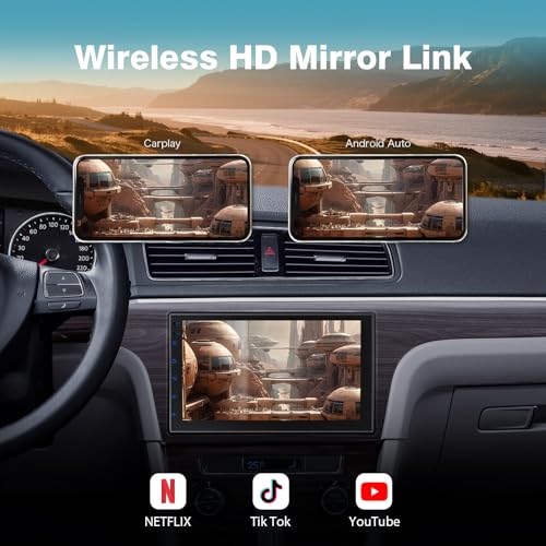 Image of Haudio Double Din Car Radio with Wireless CarPlay & Android Auto, 7 inch HD Touchscreen Car Stereo with Mirror Link, Backup Camera, GPS Navigation, Bluetooth, Voice Control (2+32G, No Backup Camera)