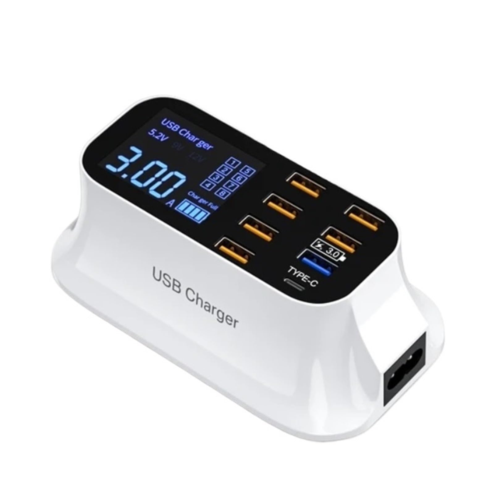 8-portowa Ładowarka USB Cyfrowy Wyświetlacz Szybkie Ładowanie Adapter Szybkiego Ładowania Stacja Ładująca Telefon Komórkowy Pulpit Ścienny Do W Domu MożLiwość Szybkiego łAdowania