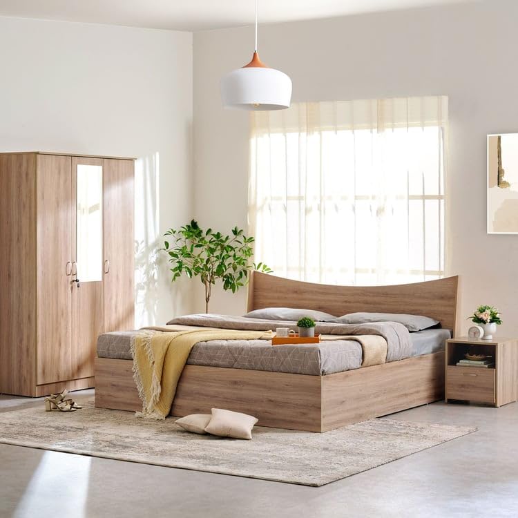 Image of Home Centre | Helios - Alton | Engineered Wood | King Beds | Oak | 1 Year Warranty
