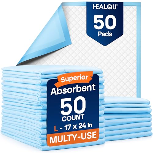 Healqu Matelas à Langer Bébé - Pack de 50, 43x 60 cm -Alèse Jetable - Ultra Doux, Absorbants et Imperméables - pour Table à...