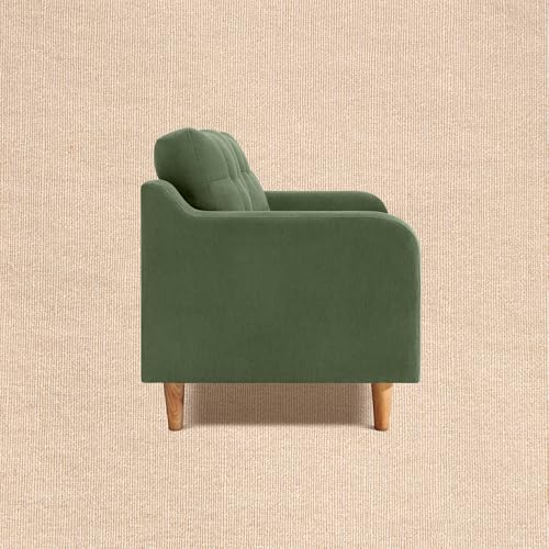 Image of Duroflex Ease Plus - 2 Seater Sofa Set for Living Room | 3 Year Warranty | Premium Wooden Frame Sofa | Anti-Pilling Fabric, Fade & Termite Resistant | Comfortable & Durable Couch - Chive (Green)