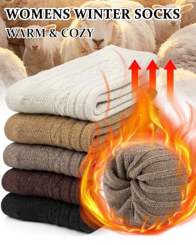 Image of Loritta Wool Socks for Women, Winter Warm Hiking Boot Socks Gifts