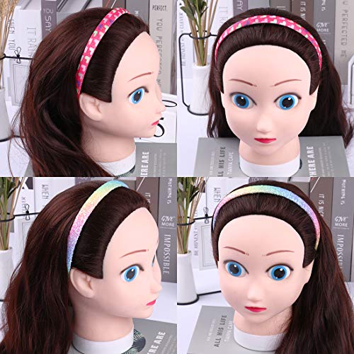 Wanyu Rainbow Headbands 8 Pcs Sweet Hairband Children Head Bands For Girls Sequin Printed Heart Mermaid Headband Kids Hair Piece #TOP3