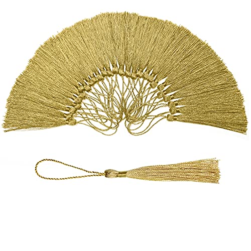 YMJD 100 Pz Nappe Segnalibro, 13cm Mini Nappa per Decorazioni, Filo di Seta per Creazione Gioielli, Segnalibri, Souvenir, Accessori Artigianali Fai da Te (Oro Chiaro)