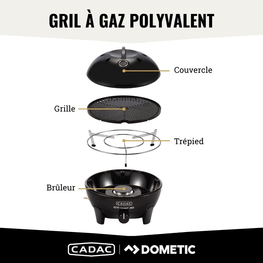 Cadac Citi Chef 40 30mBar - Plastique - Acier - Gril à gaz - Noir - Gril à gaz