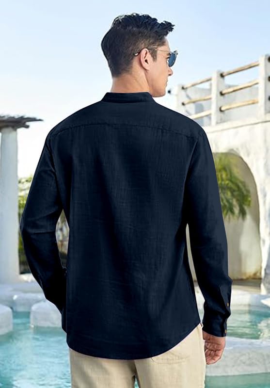 Image of Men's Printed Cotton Blend Short Kurta | Regular Fit Casual Kurta Shirt for Men with Mandarin Collar | Ethnic