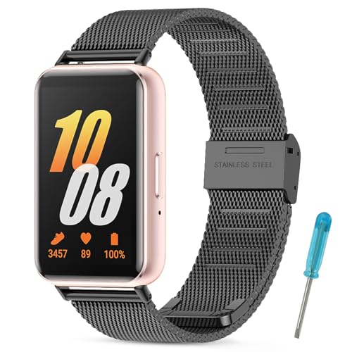 BDIG Métal bracelet Compatible avec Samsung Galaxy Fit 3,Bracelet en Acier Inoxydable Remplacement pour Samsung Galaxy Fit 3 Noir