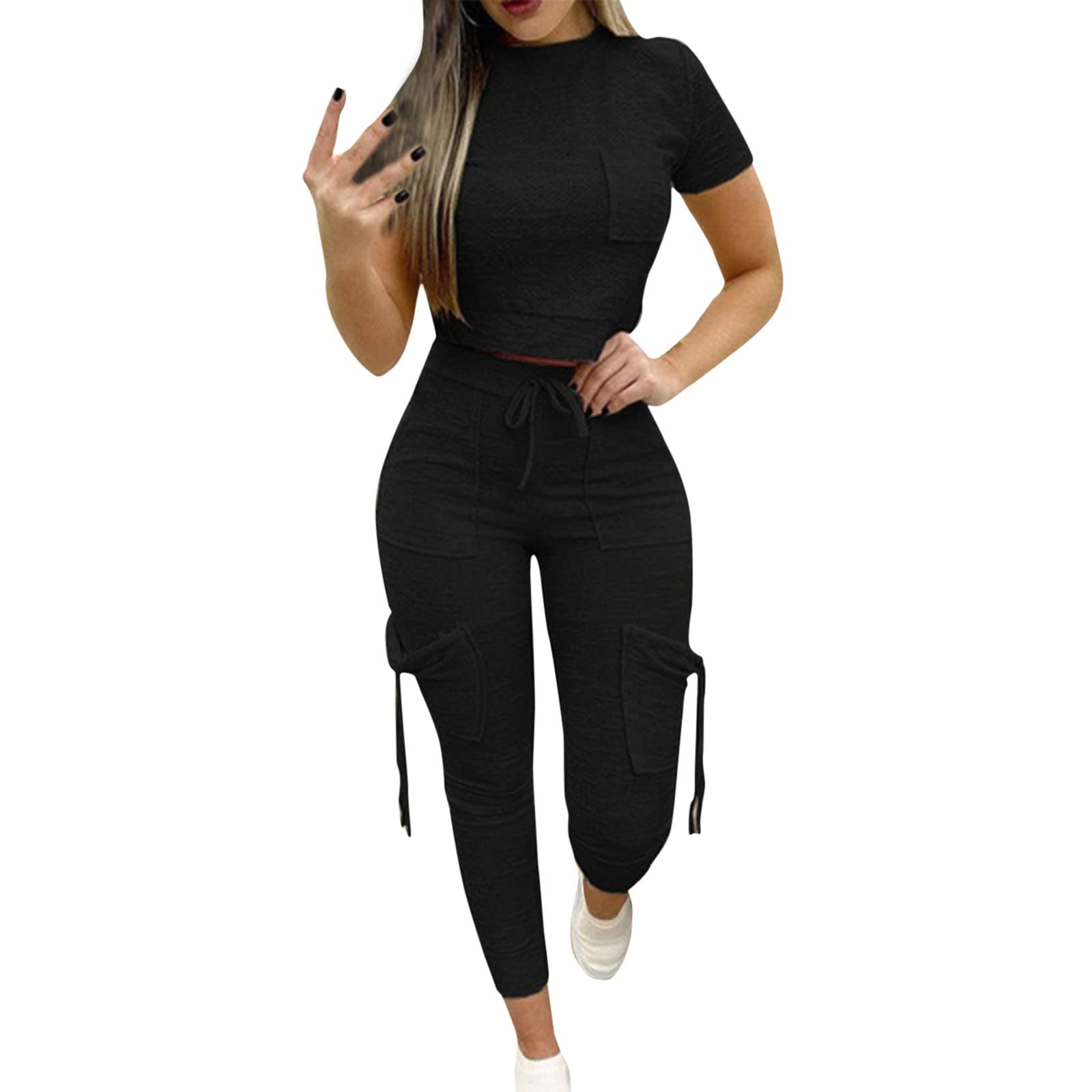 Chándal para mujer, tallas grandes, holgado, largo, elegante, de verano, de dos piezas, para correr, deportivo, con pantalones, yoga, ropa deportiva, ropa deportiva, ligera, ropa de ocio, ropa