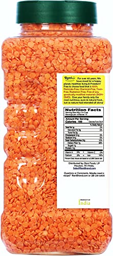 Image of Rani Organic Masoor Dal (Red Split Lentils) 28oz (800g) PET Jar ~ All Natural | Vegan | Gluten Friendly | NON-GMO | Indian Origin | USDA Certified Organic