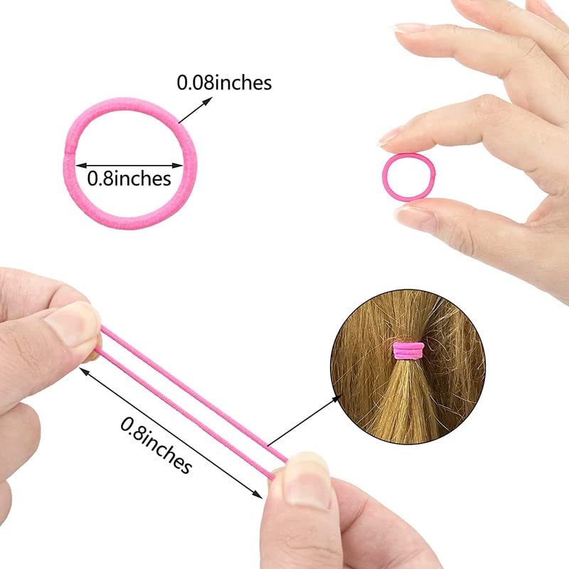 100PCS Baby Toddler Hair Ties, 36 Multicolors Elastic Hair Ties,2cm in Diameter No Crease Finger Hair Elastics Small Ponytail Holders for Kids Girls