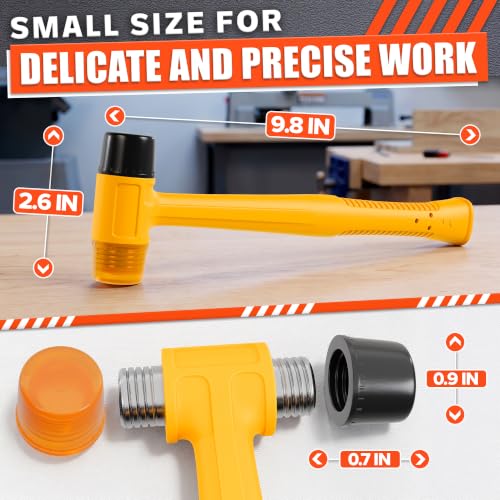 Image of Small Rubber Mallet Hammer with Double Sided 25mm Rubber & Plastic Head - Lightweight 4.9 oz for Less Hand Strain - Jewelry Hammer for Crafts, Leather, Furniture Assembly - Plastic Handle, 9.5 Inch