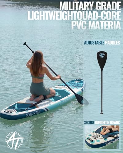 Image of 10'6''x33''Inflatable Stand Up Paddle Board, 400lbs Extra Wide Stand Up Paddleboard with Kayak Seat, Anti-Slip EVA Deck Premium SUP Accessories Kit, Non-Slip Stable Deck Boat