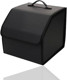 Auto Kofferraum Organizer, Kofferraumtasche Klappbar Aufbewahrungsbox PU Lede Auto box Kofferraum mit Griffen für SUV Limousine Camping (30×30×30cm)