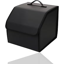 Car Boot Organiser Boot Bag Foldable Storage Box PU Leather Car Box Boot with Handles for SUV Saloon Camping 30 x 30 x 30 cm