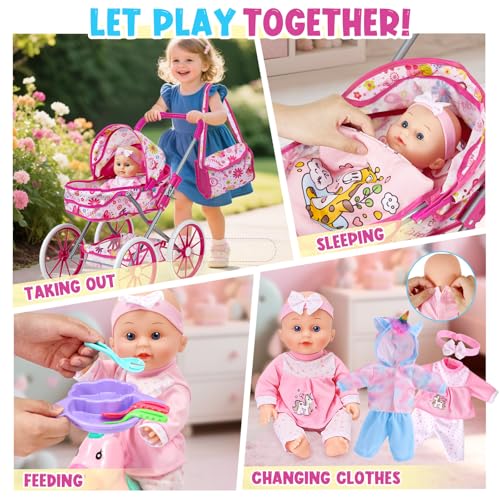 Kit accessoire bebe pour poupon vamei avec poussette et poupee