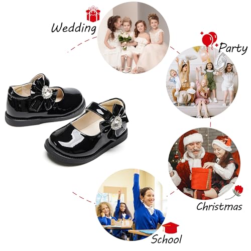 Image of PHIRAMIN Toddler Girl Mary Jane Student Oxford Shoes-Little Girl School Uniform Shoes for Wedding Party