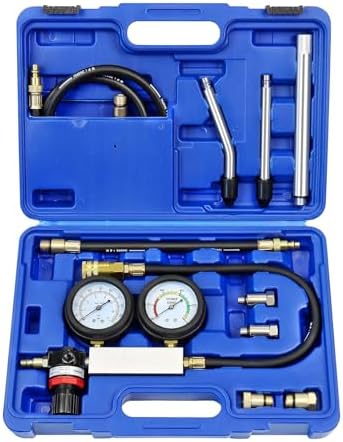 altivox Multi-Function Cylinder Leak Down Tester Automotive Kit Gasoline Engine Compression Tester Dual Gauge Leakdown Detector Tool Set for Pressure Check & Leakage Rate Test with Extension Rod
