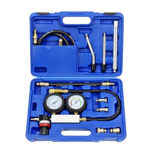 AXILYZE Testeur de compression, Kit de testeur de fuite de cylindre pour moteur à essence avec manomètre double, pour vérification de pression et test de...