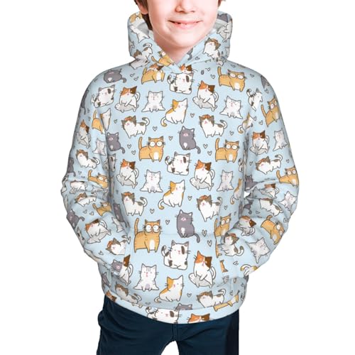 Cute Cat Kids Pullover Hoodies Boys Sweatshirts Girls Athletic Clothes with Pocket2
