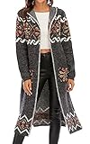 CGYY Women's Long Cardigan Boho Retro Style Vintage Aztec Sweaters Tribal Cardigan with Pockets