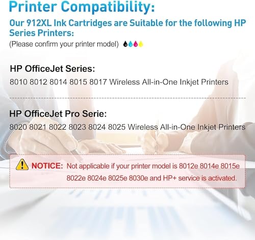 912XL Ink cartridges Replacement for HP 912 XL Ink Cartridges Multipack HP 912 for OfficeJet 8010 8012 8014 8015 8017 OfficeJet Pro 8020 8024 8023 8025 (Black Cyan Magenta Yellow,4 Pack)