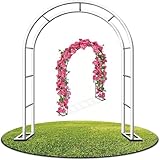 Gartenbögen aus Metall, 2,4 m, Stahl-Rankhilfe für Rosen, Hochzeitsdekorationen, für drinnen und draußen, weißes Rankgitter (B 200 x H 230 cm)