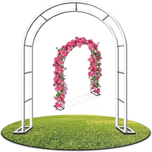 Gartenbögen aus Metall, 2,4 m, Stahl-Rankhilfe für Rosen, Hochzeitsdekorationen, für drinnen und draußen, weißes Rankgitter (B 200 x H 230 cm)