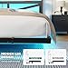 YITAHOME Full Size Floating Bed Frame with USB Charging Station Storage Headboard and with Led Light, Heavy Duty Metal Platform Bed Frame, No Box Spring Needed, Easy Assembly and Noise Free, Black