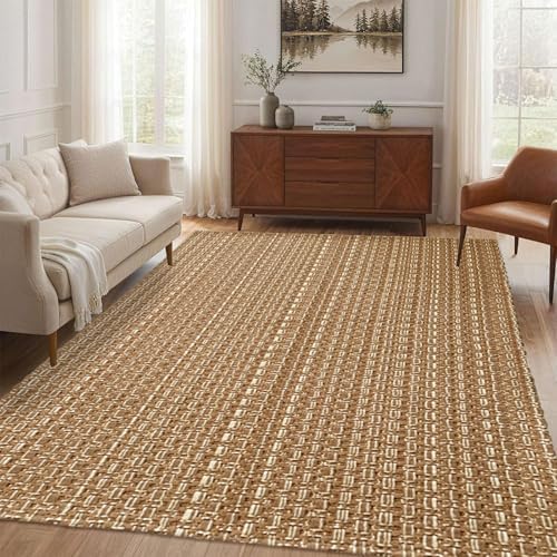 Washable Area Rug 5x7 ft,Rubber Backed Non Slip Neutral Rugs for ...