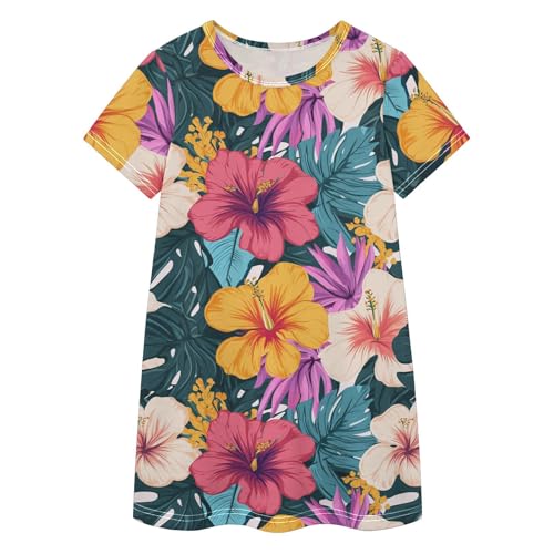 Vestido manga corta niñas para evitar el calor con un estilo tropical fresco de 2 a 8 años