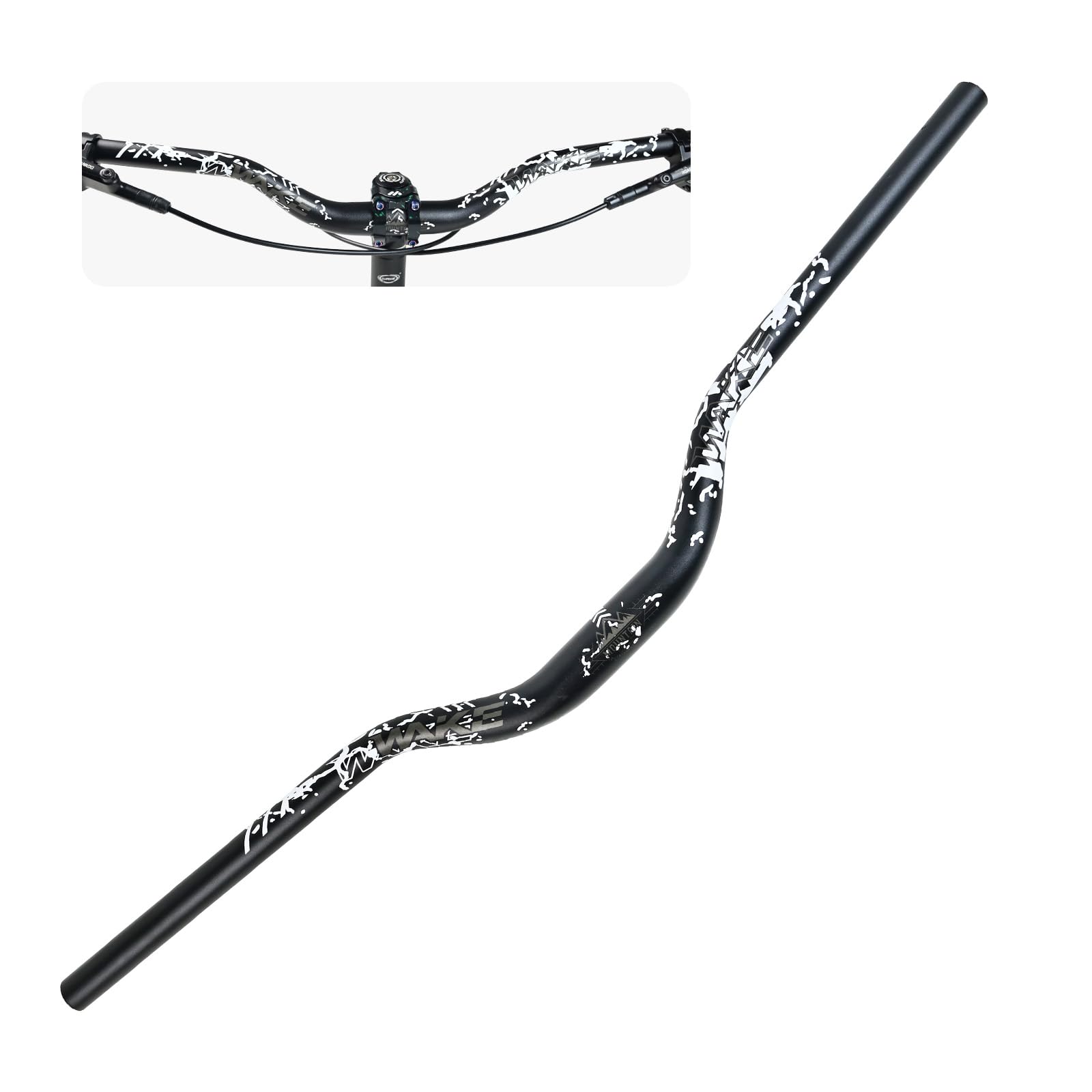 WAKE Manubrio per Bicicletta 31,8mm*720mm in Lega di Alluminio Extra Lungo Largo Manubrio bici 55mm Riser Bar per Bici da Strada Mountain Bike MTB (Nero)