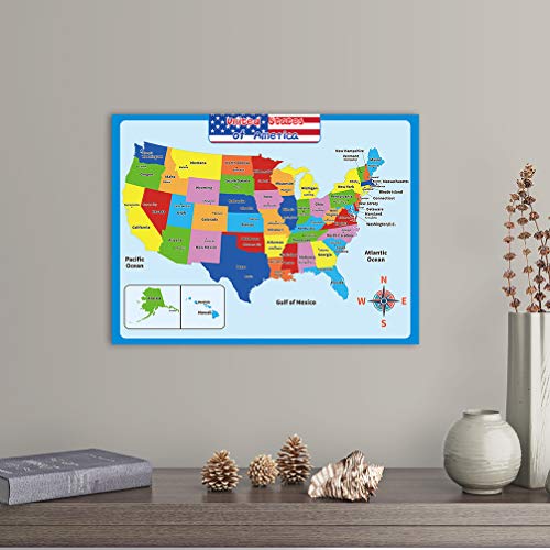 NUOBESTY Mapa Do Mundo E Mapa Americano Poster CrianÃ§as GrÃ¡fico de Parede Cartaz Geografia Educaci