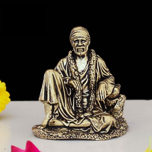 Image of INDICAST Brass 2 inch Sai Baba Statue | Symbol of Faith and Blessings | Sai Baba Murti Hindu God Idol Figurine Perfect for Decoration Puja & Gifting Purpose Sculpture (Weight- 50gm)