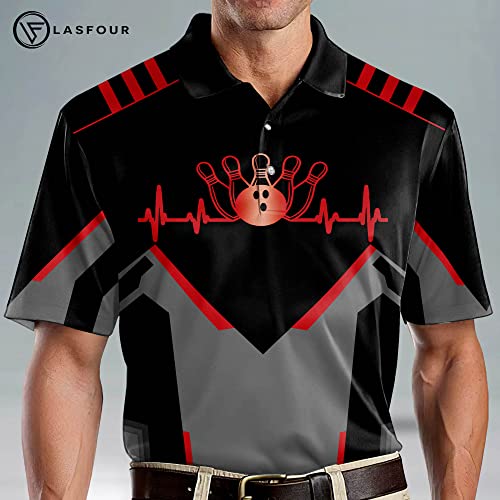 LASFOUR Custom Bowling Shirts for Men, Men's Bowling Polo Shirts Short Sleeve, Crazy Bowling Team Shirts for Men and Women4