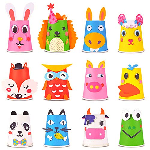 Here Fashion Paper Crafts and Arts Kit 12 Pack Animal Preschool Crafts Toys for Toddler Kids