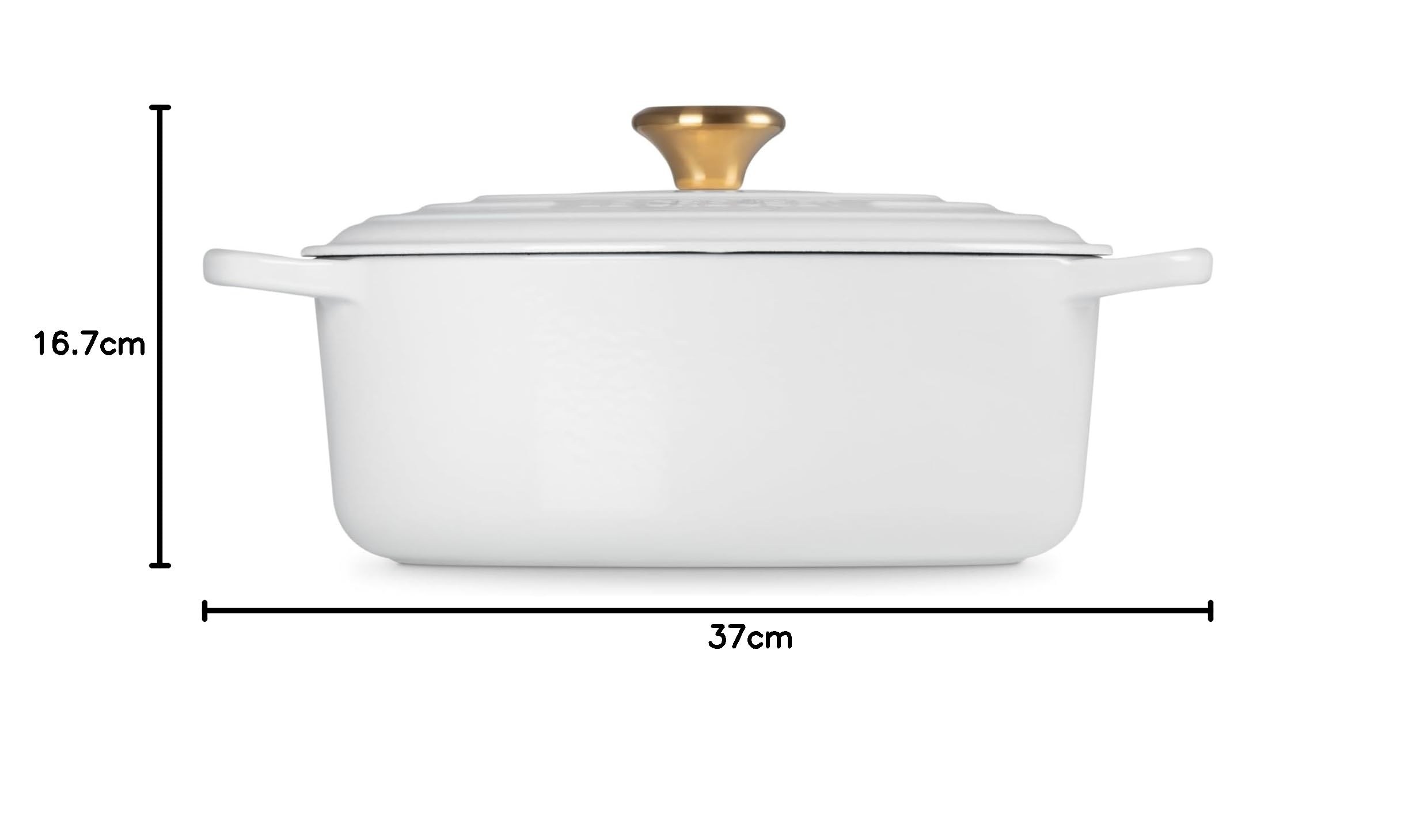 Le Creuset Signature Schmortopf aus emailliertem Gusseisen, oval, 29 Gld, Knauf, Weiß
