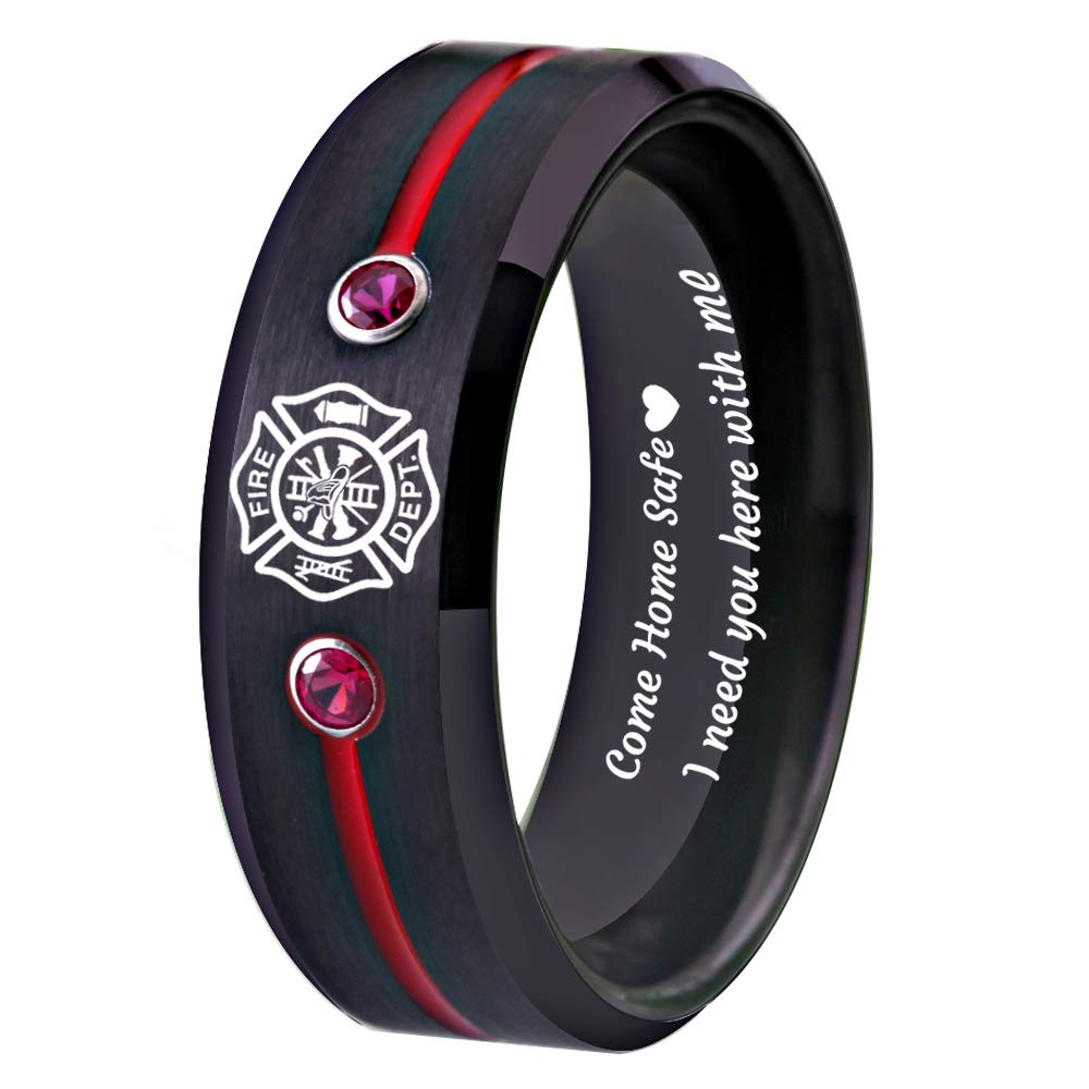 CLOUD DANCERFREE Custom Engraving Blue Tungsten Wedding Bands Bass Ring Fishing Ring Fish Hooks Ring Hunting Ring