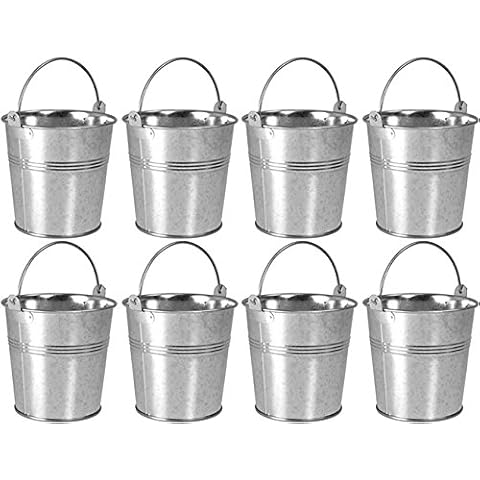 Set of 8 Galvanised Metal Serving Buckets Cover