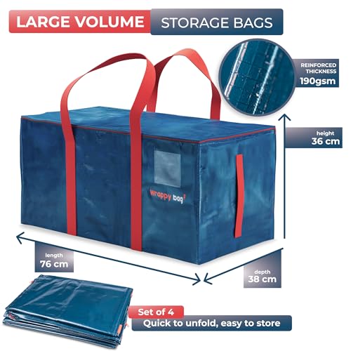 WRAPPYBAG Pack of 4 XXL Storage Bags, Large Size Bag for House Moves or Travel, Solid - Image 2