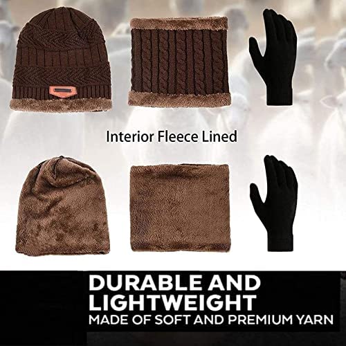 YOUTH RIDE Winter Woolen Beanie Cap Scarf and Touchscreen Gloves Set for Men and Women, Winter Cap,Stylish Latest Winter caps for Boys/Girls (Free Size,Black) 3 51EjrSXSEKL