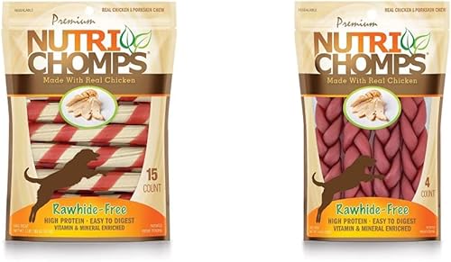 Nutri Chomps Masticables para perros, giros de 6 pulgadas, 15 unidades, sabor real de pollo y masticables, trenzas de 6 pulgadas, fáciles de