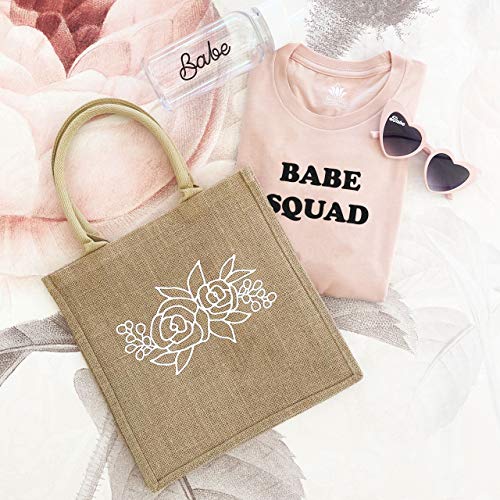 Modparty Floral Burlap Tote Bags | Pack Of 6 | Bachelorette + Bridal Party Gifts | Reusable Jute Bags With Full Gusset | Summer Garden Party Favor | Farmers Market Bag #TOP1