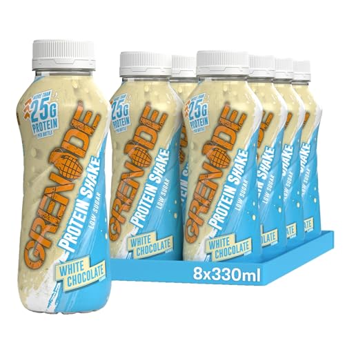 Grenade White Chocolate High Protein Shake, 8 x 330 ml - Ready to Drink Milk Protein Shakes with over 24 g Protein per Bottle